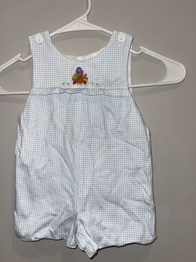 Classic Light Blue Gingham Baby One-Piece Romper